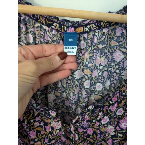 Old Navy Tiered Cap-Sleeve Floral Cottagecore Babydoll Milkmaid Midi Dress SZ XS - Picture 6 of 16